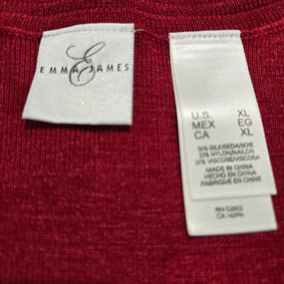 NWT Emma James Silk Blend Babydoll Knit Top Moroccan Spice Sequin Detail Sz XL - Picture 4 of 10